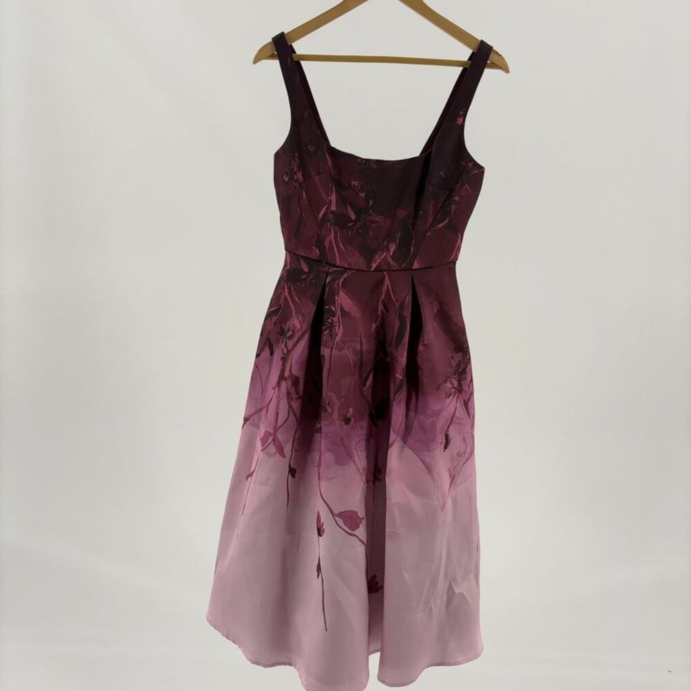 Marchesa Notte Floral Printed Mikado Midi Dress